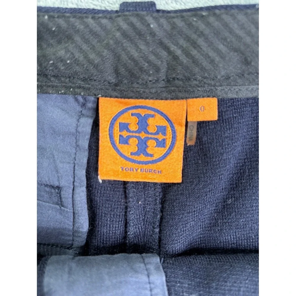 Tory Burch Navy Blue Knit Straight Leg Dress Pants Womens Size 0